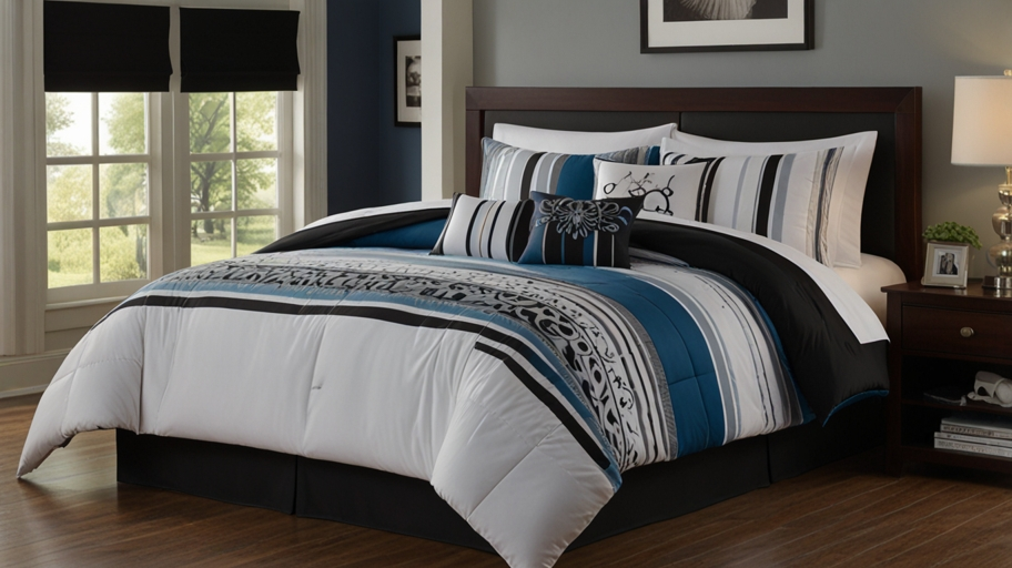 Nipsey Blue Black White Comforter Set