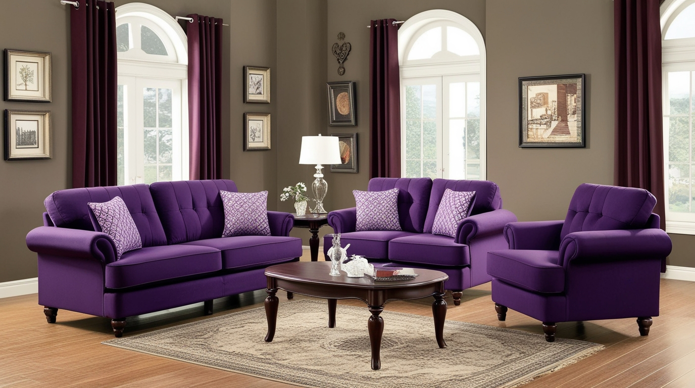 Surti purple 2 PC living room set